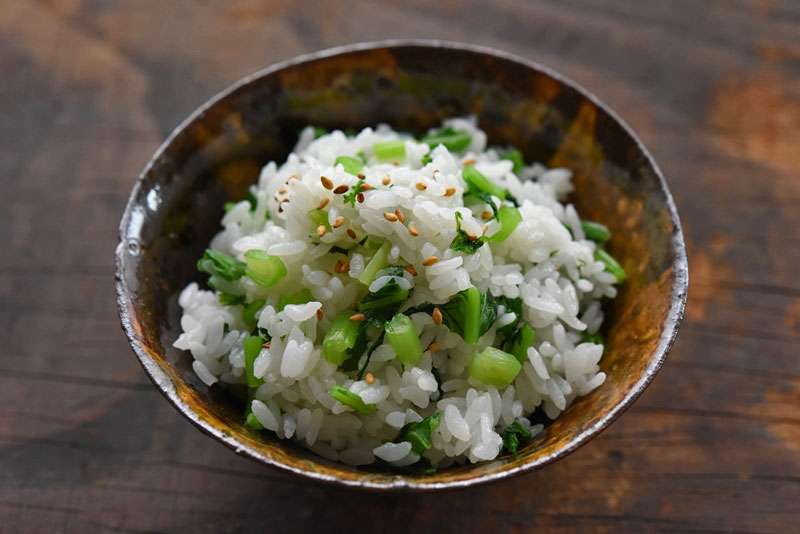         菜めし（菜飯）のレシピ/作り方：白ごはん.com    
