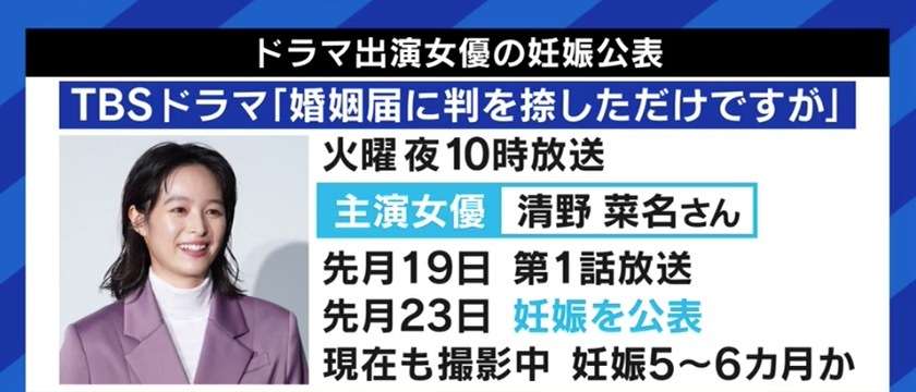 妊娠中にドラマ撮影の清野菜名に“バッシング”も…宇垣美里「応援する以外ないはずだ」夏野剛氏「祝福してあげる環境にしないと、国が滅びる」