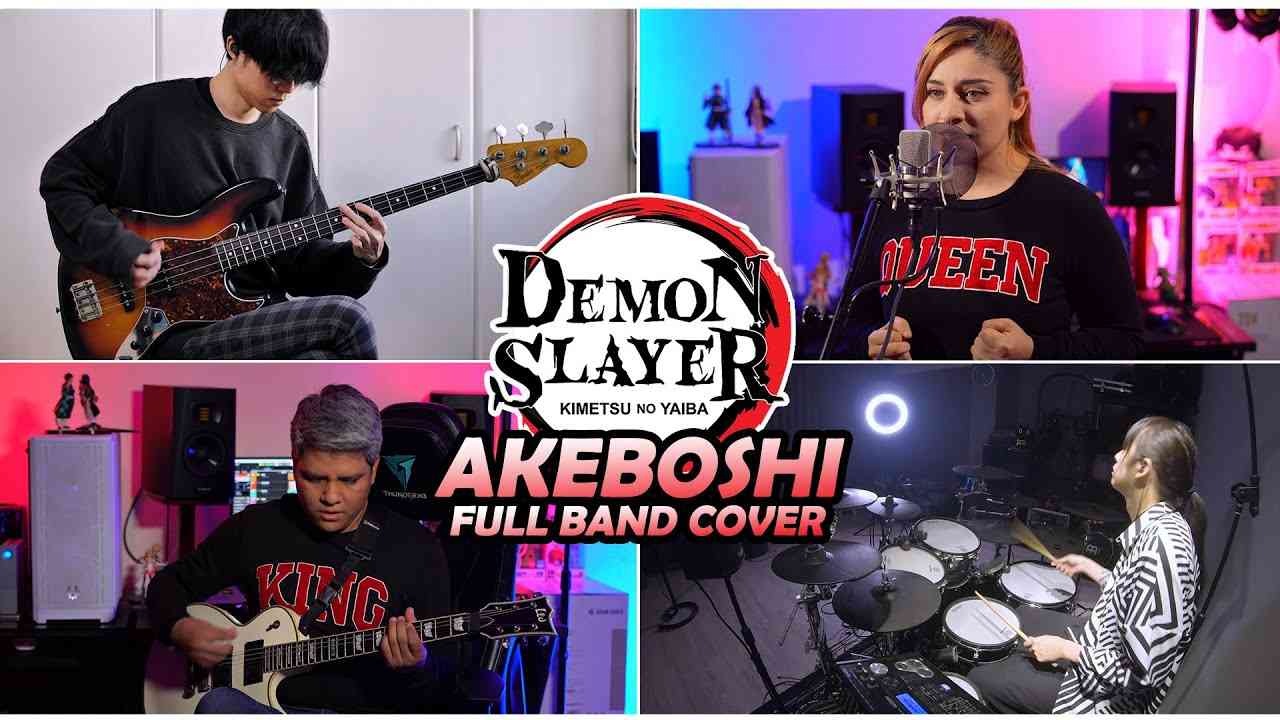 DEMON SLAYER - AKEBOSHI | FULL BAND COVER FT. @桿子 Drumstick & @Rufus Mann | LiSA 『明け星』JAPANESE VER - YouTube