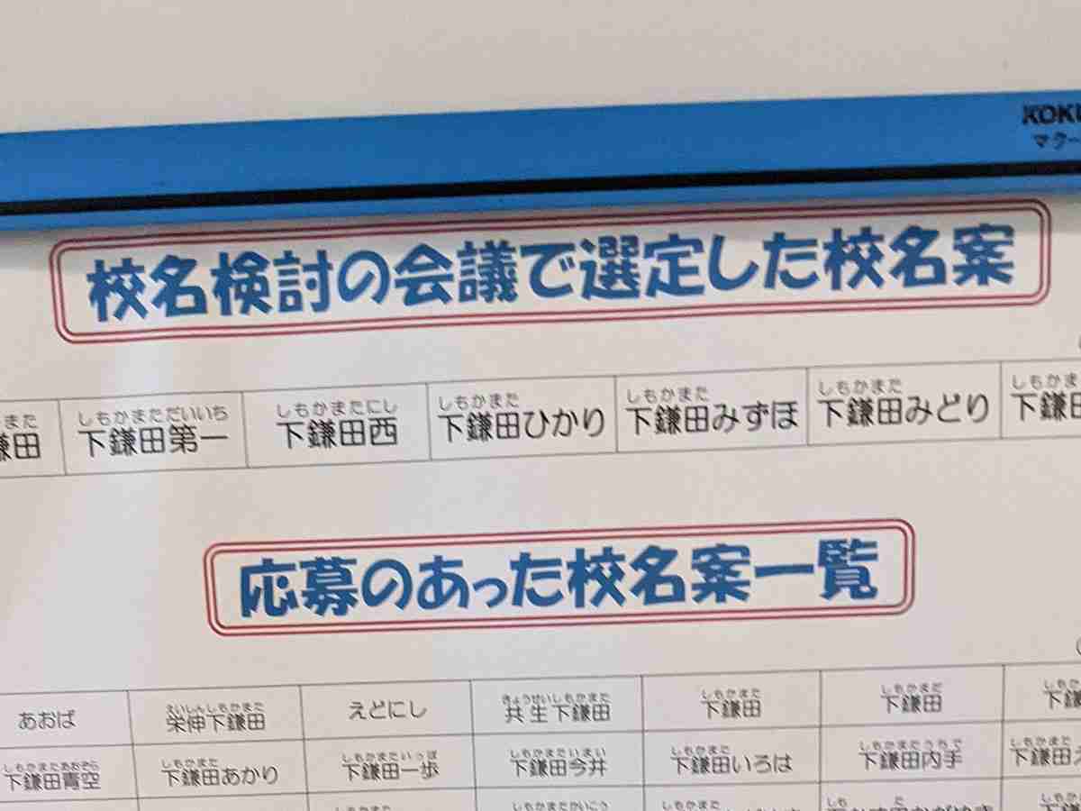 小学生のセンスさく裂　応募で集まった『新学校名』の案にツッコミ不可避