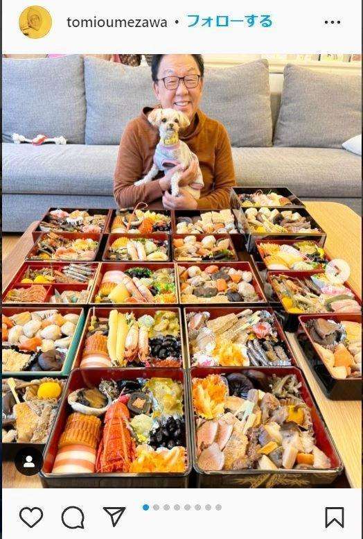 梅沢富美男　七段重のおせちが壮観！圧巻！アワビ、伊勢エビに「凄すぎ」「ぜいたく」