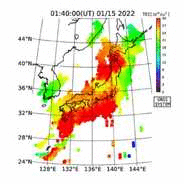  GEONET 準リアルタイムGPS全電子数マップ (最新6時間、10分間隔)