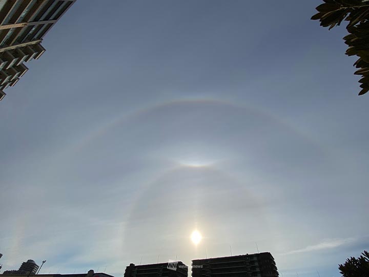 関東で朝日を彩る虹色現象　大きなラテラルアークもくっきり（ウェザーニュース） - Yahoo!ニュース
