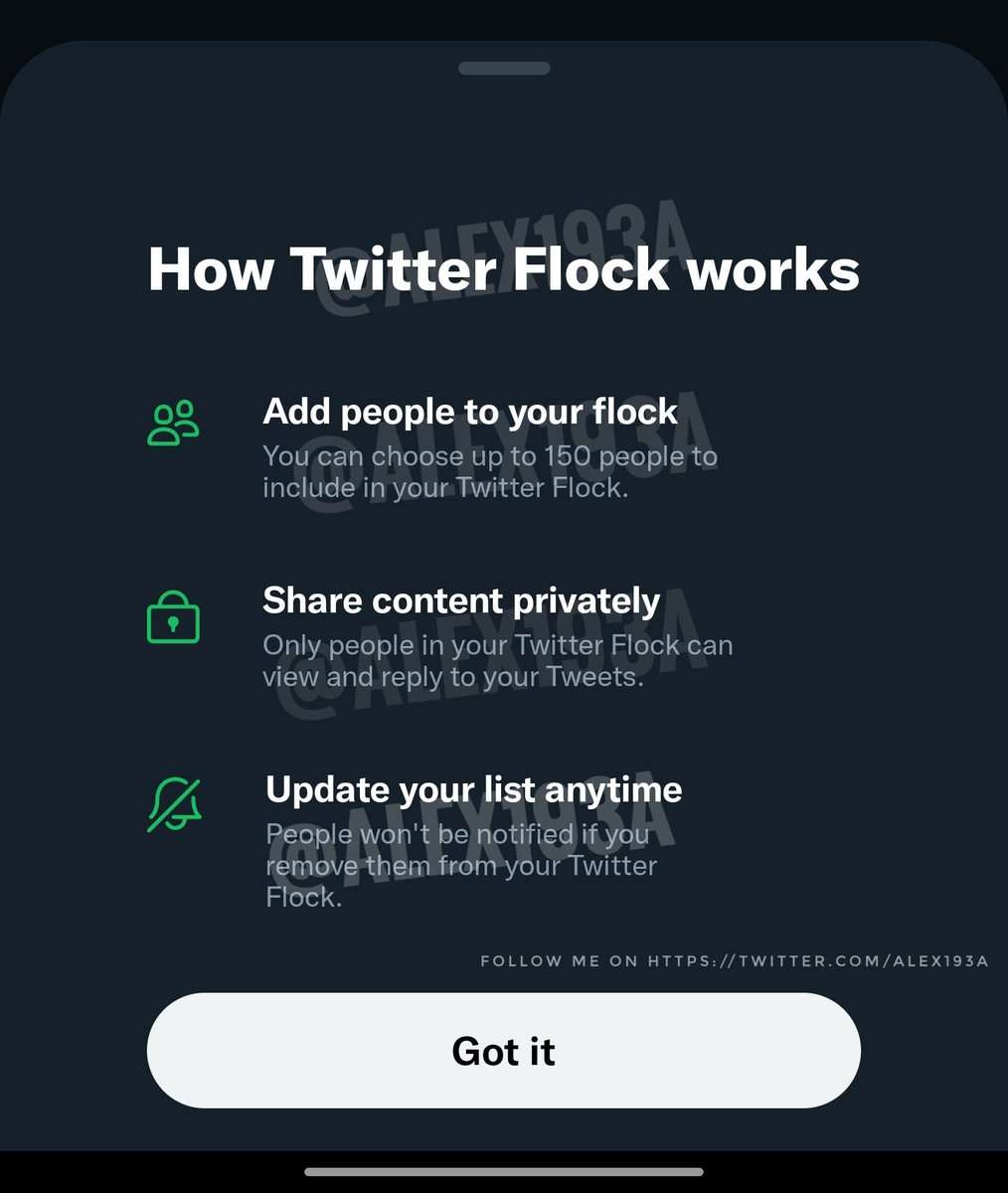 ベータ版の Twitter の親しい友達機能は 150 人制限付きの「Flock」と呼ばれるように