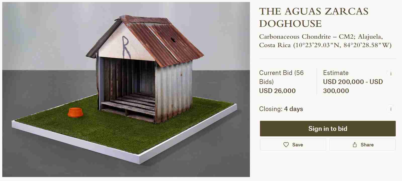 【海外発！Breaking News】隕石が落下し穴の空いた犬小屋　オークションで3400万円超の高値が付く可能性（コスタリカ） | Techinsight（テックインサイト）|海外セレブ、国内エンタメのオンリーワンをお届けするニュースサイト