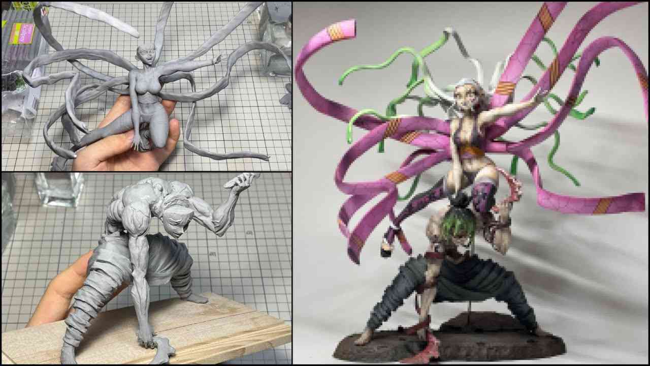 【鬼滅の刃】妓夫太郎&堕姫のフィギュアを作ってみた【粘土】How to make a figure of Gyutaro＆Daki. - YouTube
