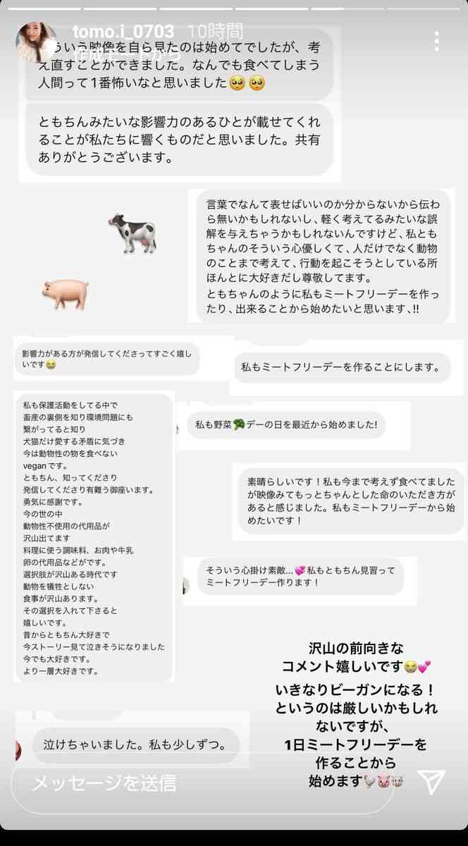 板野友美「ミートフリーデーを作る」と投稿し真意説明「命ある動物のため」「畜産業を否定する訳でもない」