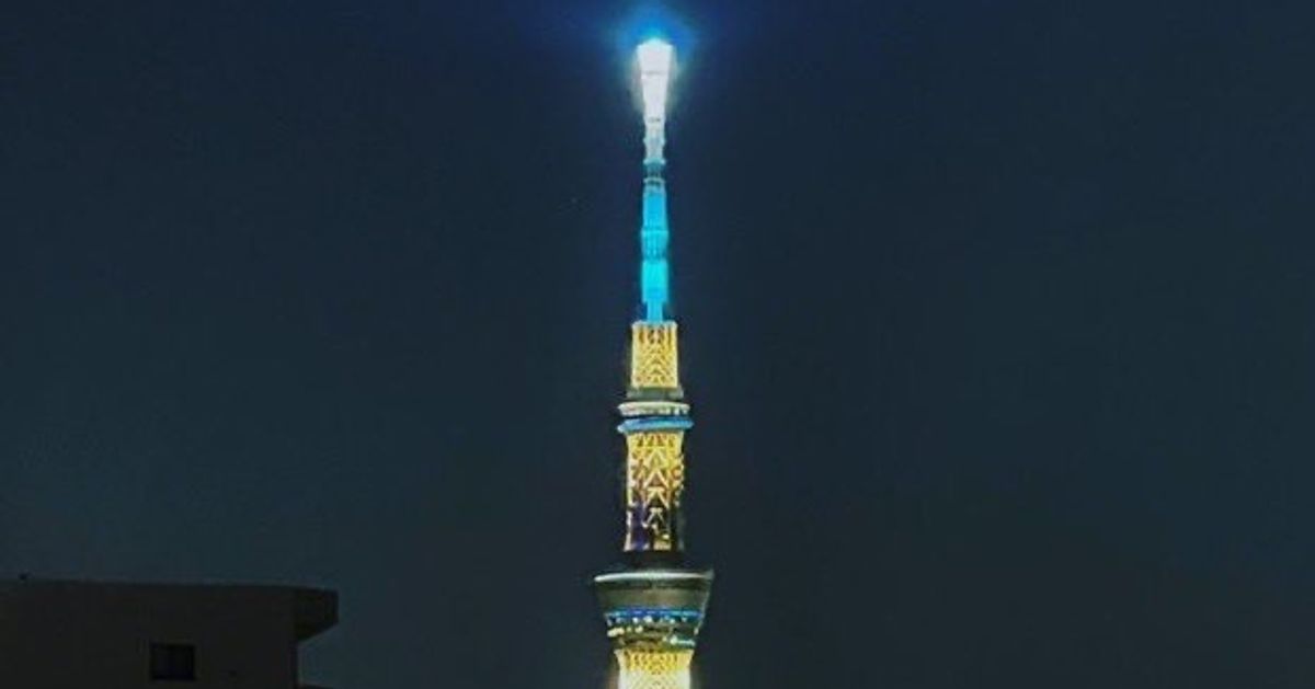 「東京スカイツリーがウクライナカラーに」大使館が投稿 ⇒ 偶然の一致だった | ハフポスト