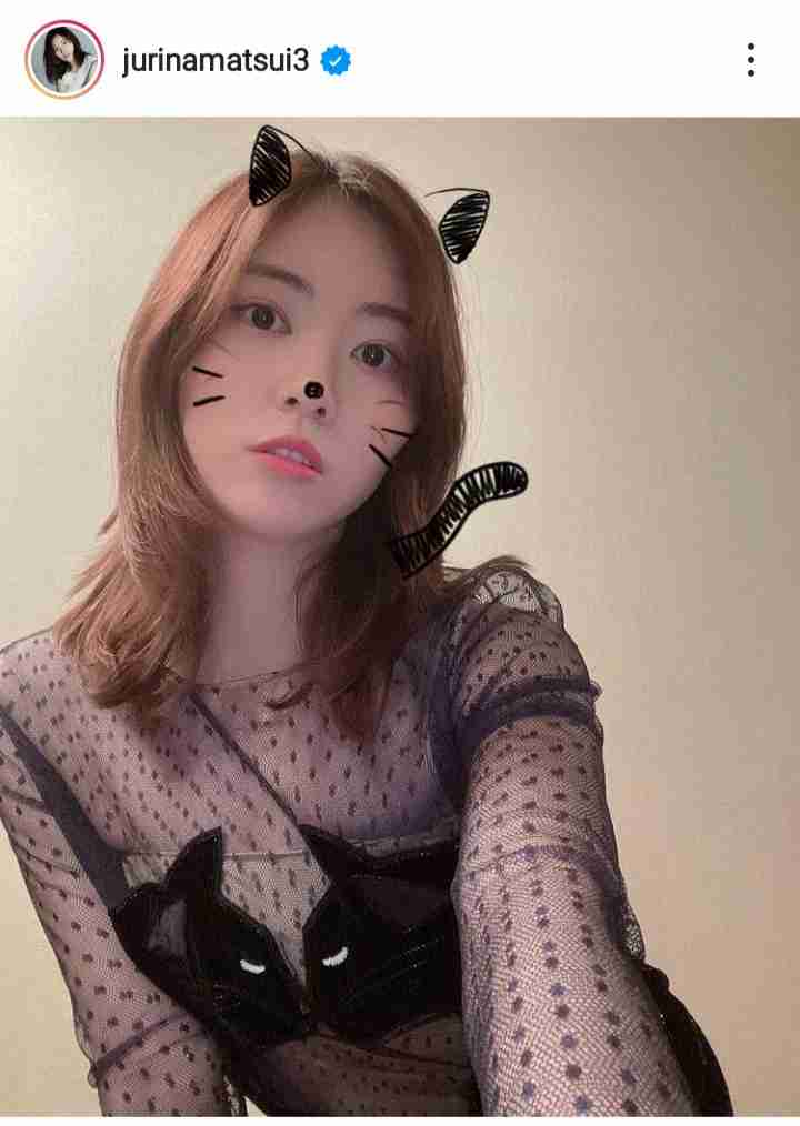 松井珠理奈 セクシーなシースルー“黒猫ショット”に「超キュートでカワイイ」の声