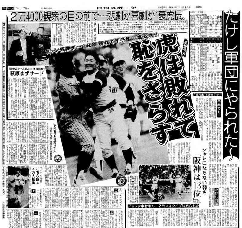阪神は13位“悲劇か喜劇か”たけし軍団に●／復刻 - 野球 : 日刊スポーツ
