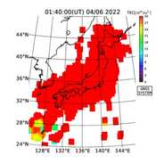  GEONET リアルタイムGPS全電子数マップ (最新6時間、10分間隔)