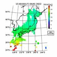  GEONET 準リアルタイムGPS全電子数マップ (最新6時間、10分間隔)