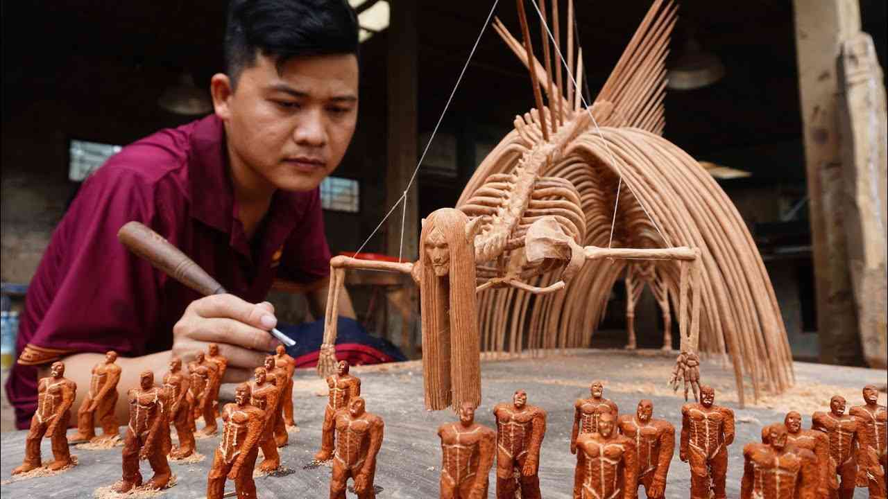 Wood Carving: Eren Founding Titan - Attack on Titan  - [ 進撃の巨人] - YouTube