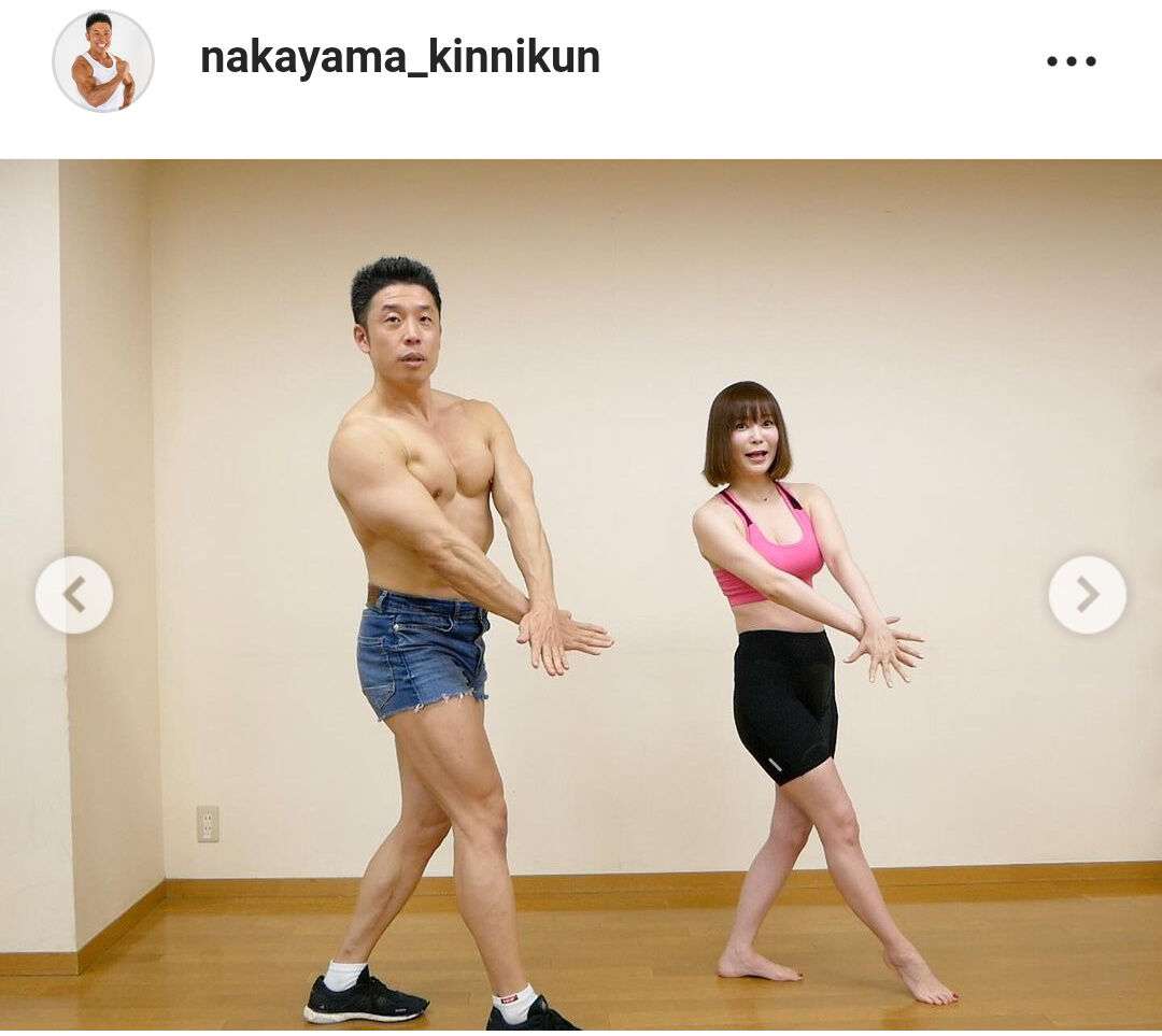 なかやまきんに君、スポブラ姿の中川翔子との2ショットに「このコラボ、強すぎる」