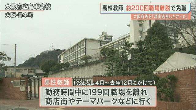 高校教師が勤務中に約200回職場離れる　商店街やテーマパークに…懲戒免職処分　「現実逃避したかった」