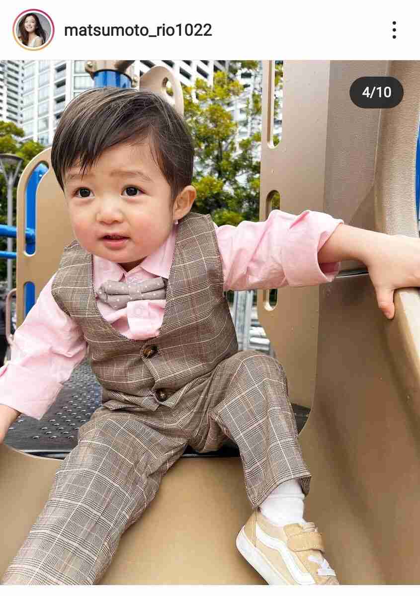 松本莉緒、長男の入園式で親子ショット公開…スーツ姿の夫も披露「かっこいい！」「オシャレ」
