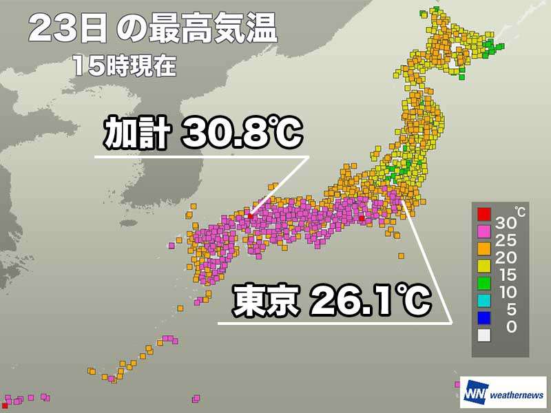 西日本や東海は30℃前後の暑さ　明日は今年最多の真夏日地点か - ウェザーニュース