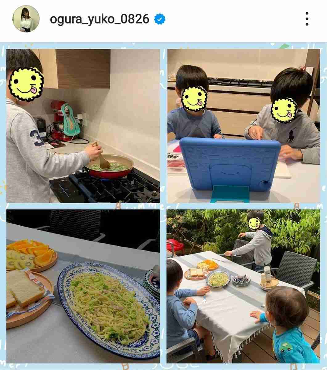 小倉優子、9歳長男が見事なパスタ手作り「すごすぎる」「どうやったらそんなお子様が育つんですか？」と反響
