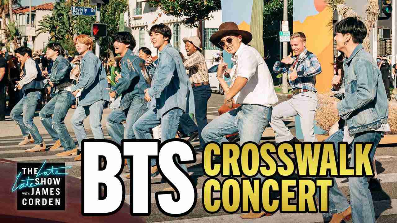 BTS Performs a Concert in the Crosswalk - YouTube