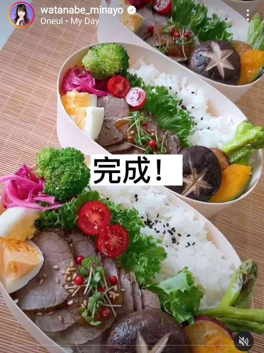 渡辺美奈代、家族4人分の手作りローストビーフ弁当が超豪華！詰め方のコツも「センス抜群」と反響