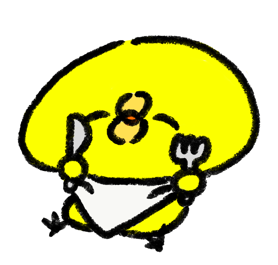 ナイフとフォークで食事をするひよこ | ゆるくてかわいい無料イラスト・アイコン素材屋「ぴよたそ」