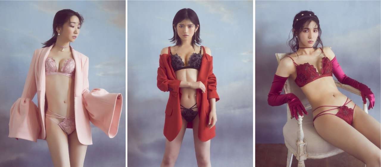 谷間に注目集まる、セクシーなランジェリー姿披露！ AKB48柏木由紀、村山彩希、下尾みうが『RAVIJOUR』新公式アンバサダーに就任