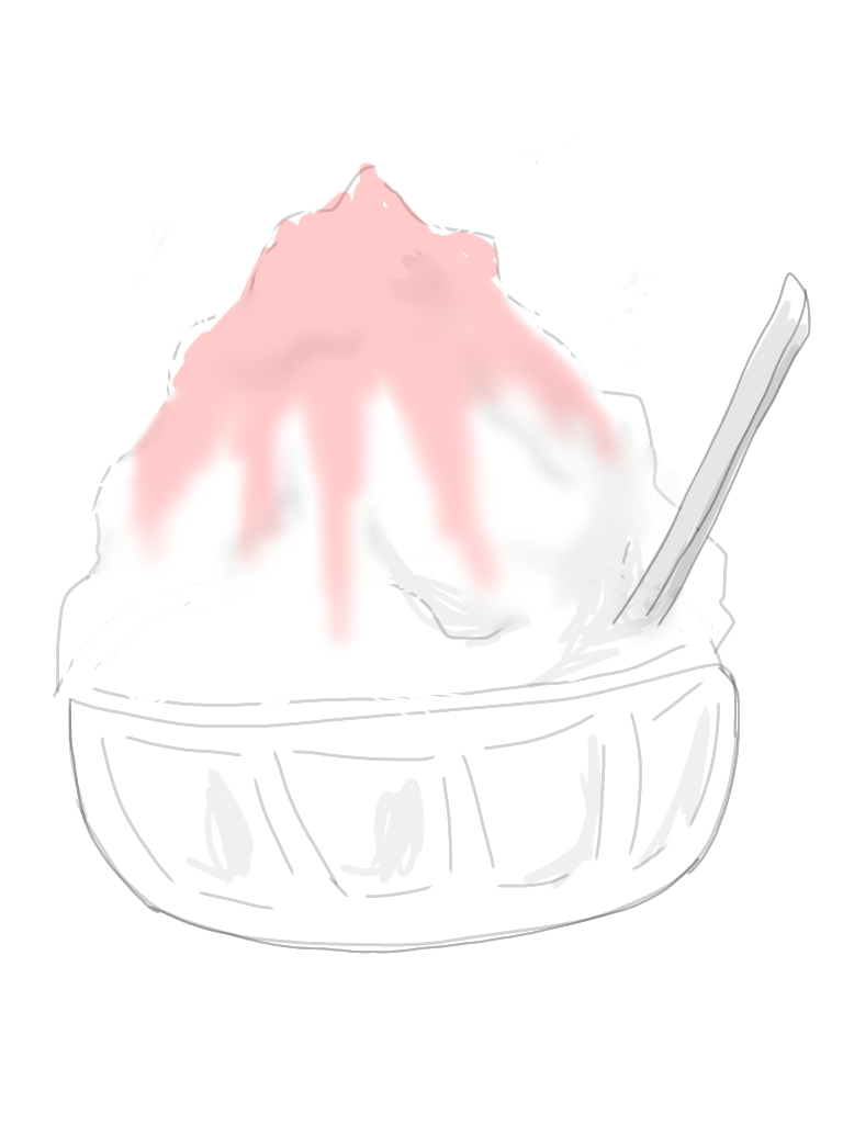 かき氷を何も見ないで描いて一番美味しそうに描けた人が優勝