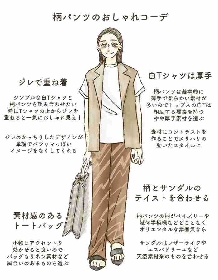流行の「柄パンツ」パジャマに見えるはき方してない?洗練させる簡単コツ