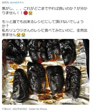 丸焦げと苦情→料理研究家が反論「レシピ通りに作ってください」　ネット同情…虚偽クレーム指摘も
