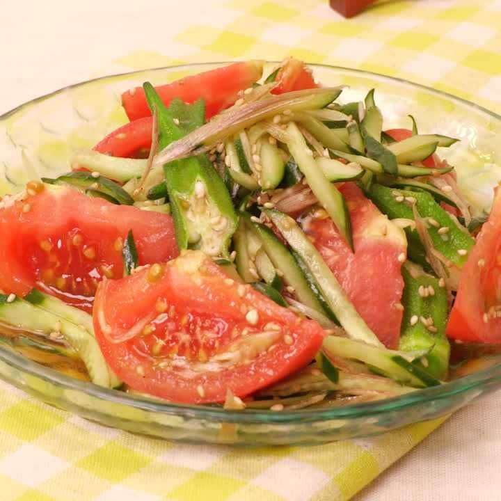 野菜をモリモリ食べよう！ トマトとオクラのさっぱりサラダのレシピ動画・作り方 | DELISH KITCHEN