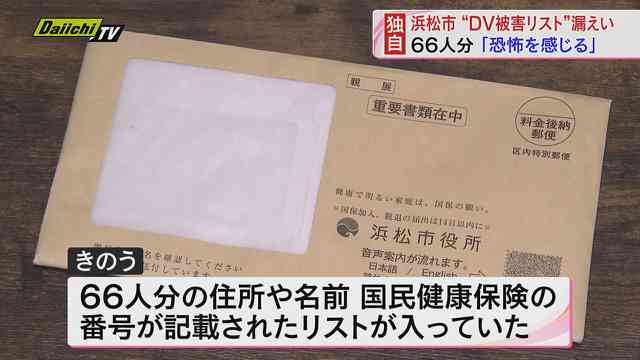 【独自】”DV被害者リスト”漏えい　閲覧制限付きの市民66人分の住所や名前など　回収まで丸1日以上…　市の対応の遅さに憤りも【浜松市】