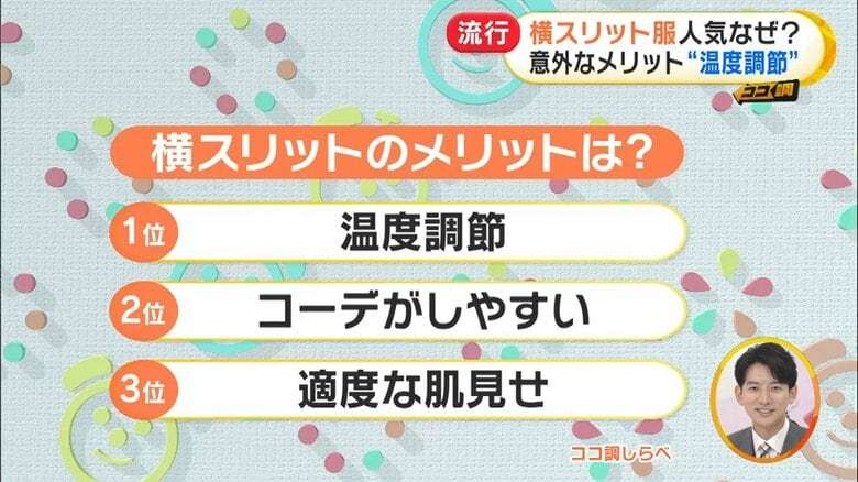 縦じゃない「横スリット」が若い女性に人気…新ファッションに上の世代の反応は？意外なメリットも