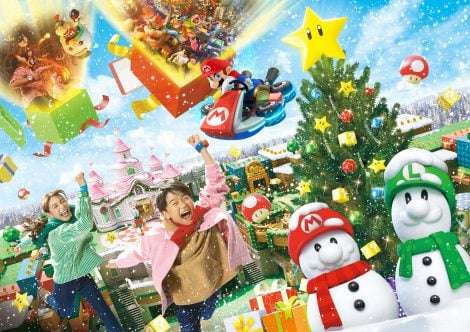 USJ、クリスマスに『スーパー・ニンテンドー・ワールド』初装飾 光のツリーは3年ぶり復活