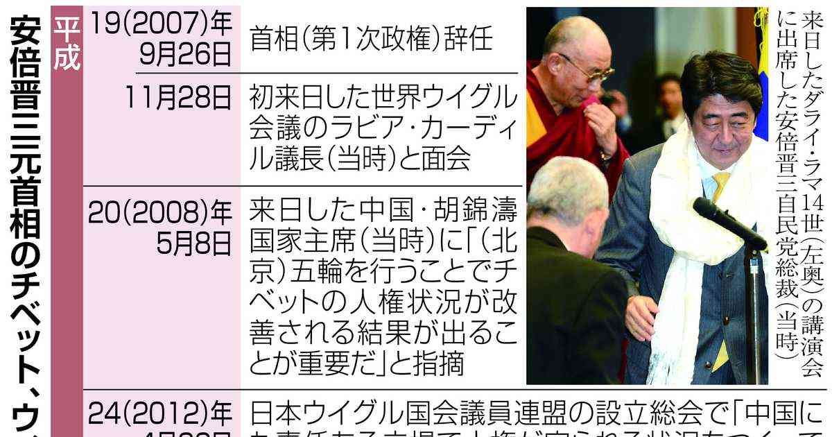 中国人権訴え続けた安倍氏　チベット・ウイグルも衝撃 - 産経ニュース