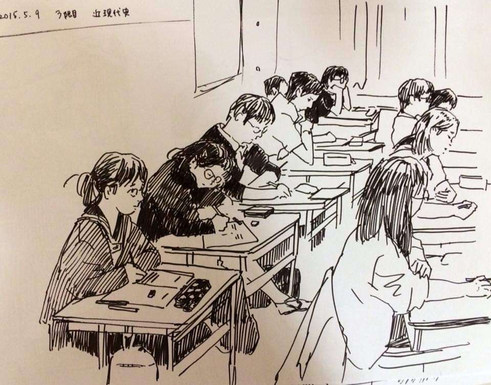 【画像】「昔母が授業参観の度に描いてくれたスケッチが出てきました」→素敵な絵の数々に「小説の挿絵みたい」「教室の空気が伝わる」