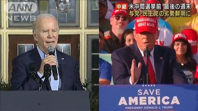 米中間選挙　トランプ氏「私がもう一度…」　民主党“劣勢”鮮明でバイデン氏は正念場（テレビ朝日系（ANN）） - Yahoo!ニュース