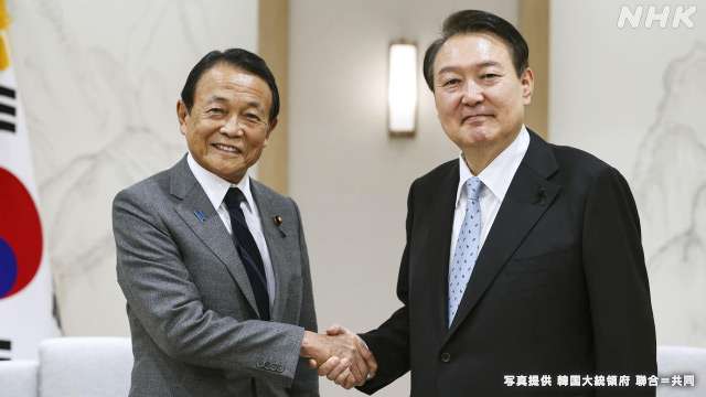 自民 麻生副総裁 韓国大統領と会談 “関係回復と発展へ努力” | NHK | 日韓関係