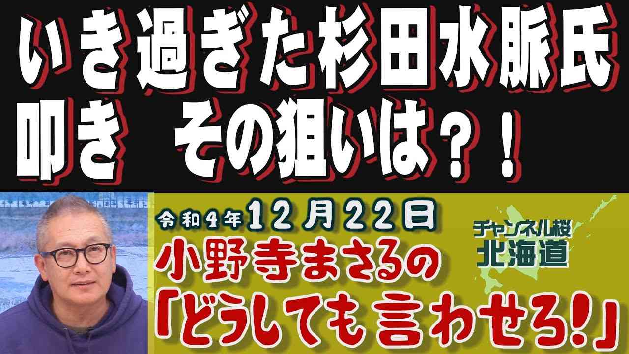 【小野寺まさるの「どうしても言わせろ！」】いき過ぎた杉田水脈氏叩き その狙いは？！[R4/12/22] - YouTube