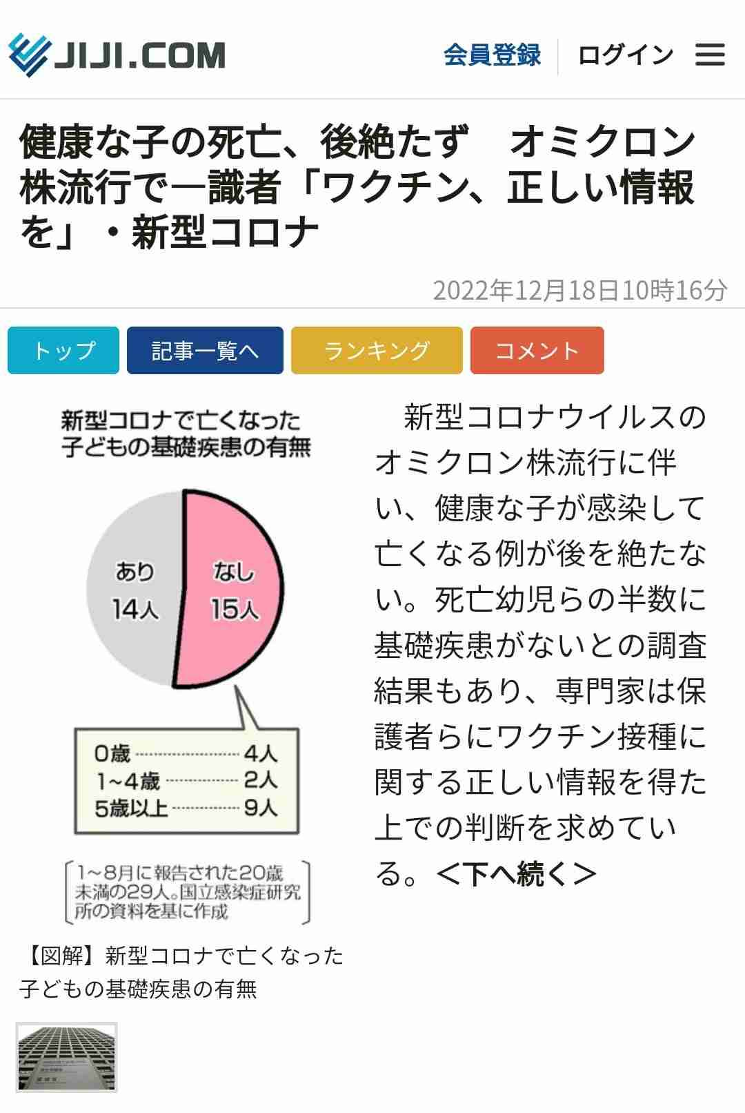 健康な子の死亡、後絶たず オミクロン株流行で―識者「ワクチン、正しい情報を」・新型コロナ