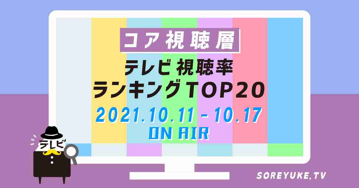 【最新】コア視聴率ランキング TOP20 | ソレユケ テレビ探偵団