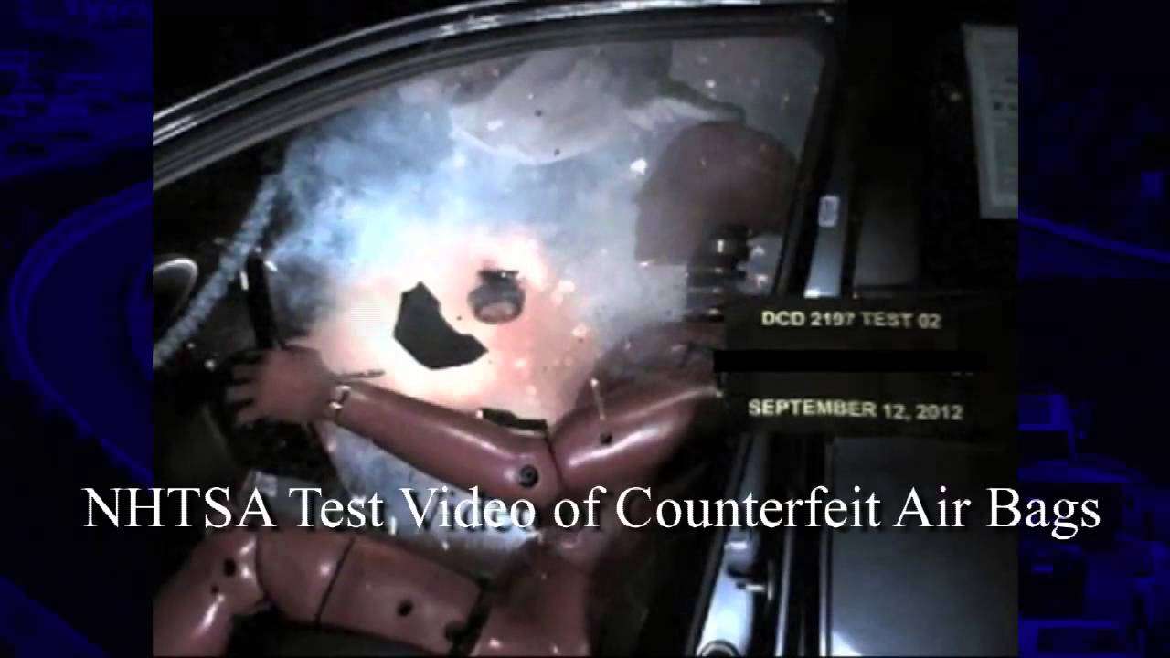 NHTSA test of counterfeit air bag - YouTube