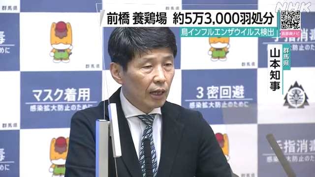 前橋市の養鶏場で鳥インフル検出 約５万３０００羽処分｜NHK 首都圏のニュース
