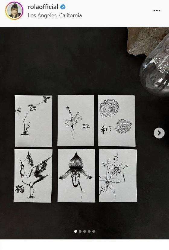 ローラが描いた日本画風の花や鶴が「めちゃ美味い」「す、すごい」漢字も達筆「みてて落ち着く」