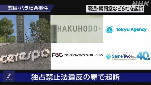 五輪談合事件 電通など6社を起訴 大会組織委の元次長など7人も | NHK | 事件