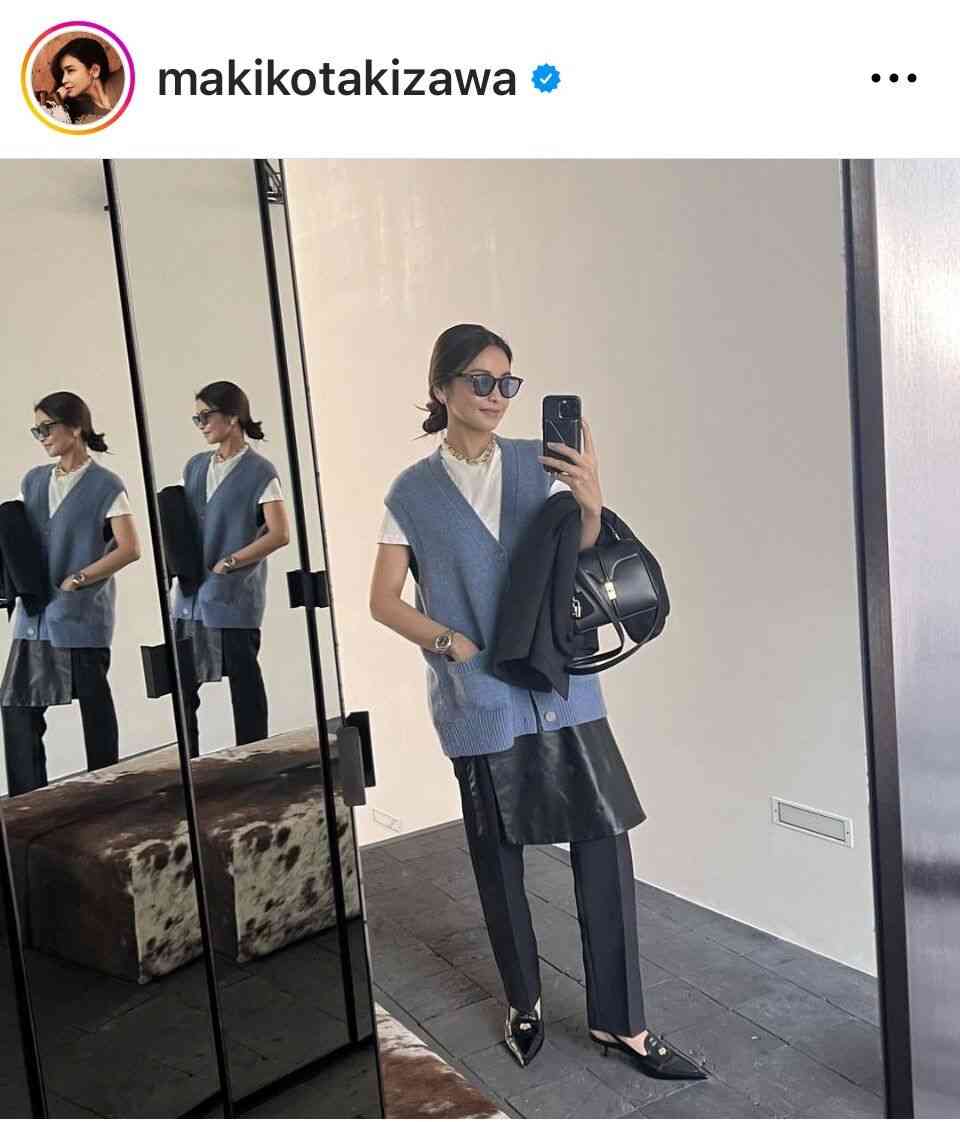 滝沢眞規子、私服コーデ公開に「コレを待ってました！」「もっと下さい」「毎日見たい」フォロワーからリクエスト