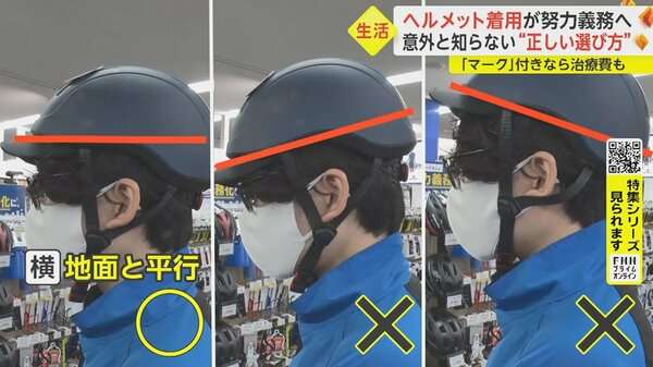 自転車ヘルメット「荷物になる」と困惑も事故死亡率は倍に　どう選ぶ？正しい着用法は…4月から努力義務化｜FNNプライムオンライン