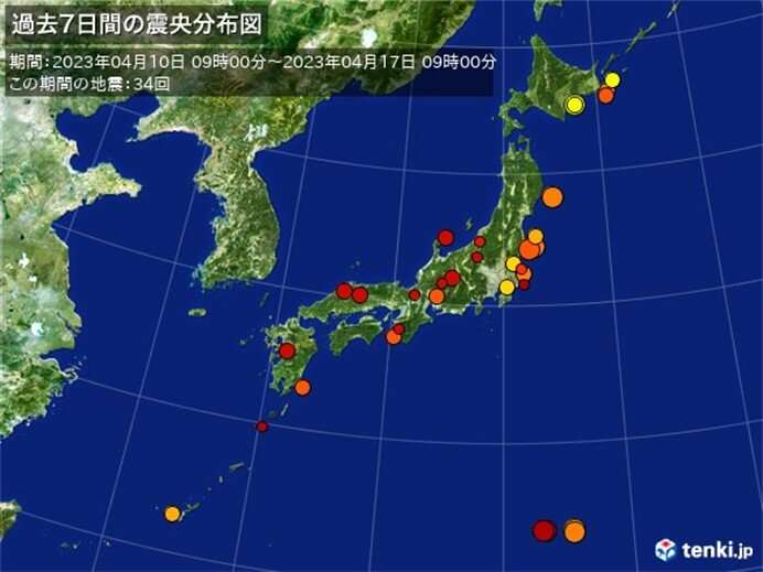 ここ1週間で震度3以上の地震が5回　けさは福島県で最大震度4　日頃から備えを(気象予報士 日直主任 2023年04月17日) - 日本気象協会 tenki.jp