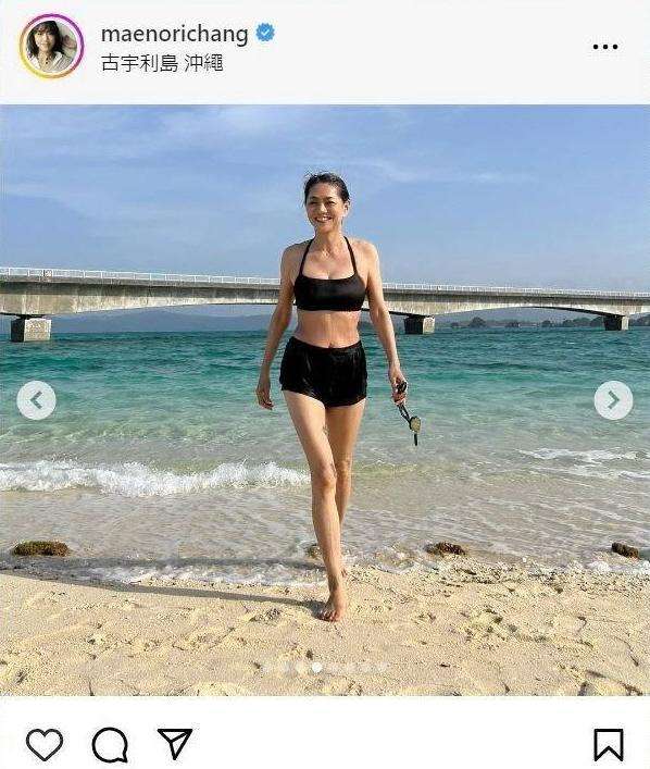 マエノリ(前田典子)57歳 黒ビキニの全身ショットがレベチ!バキバキ腹筋の超絶くびれ「惚れます」「秘訣は?」