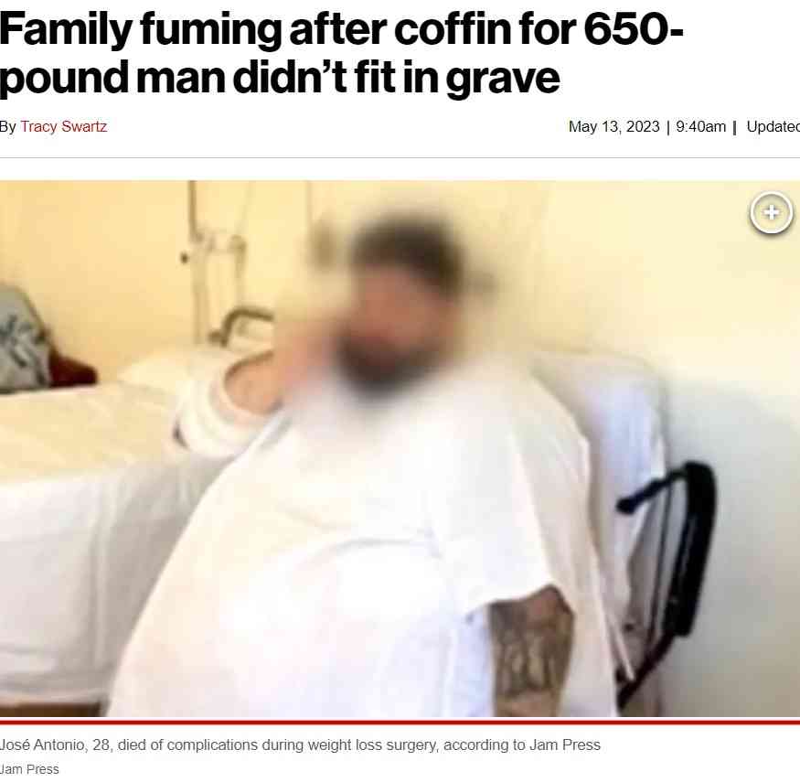 【海外発！Breaking News】減量手術中に死亡した体重約300キロの男性、棺が墓に納まらず消防隊が出動（スペイン） | Techinsight（テックインサイト）|海外セレブ、国内エンタメのオンリーワンをお届けするニュースサイト