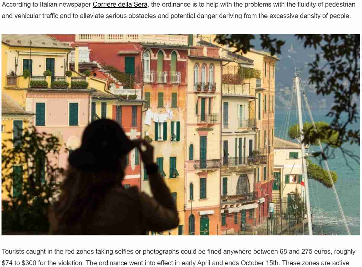 【海外発！Breaking News】観光客の自撮りに悩むイタリアの美しい小さな町　最大約4万円の罰金を科す条例を制定 | Techinsight（テックインサイト）|海外セレブ、国内エンタメのオンリーワンをお届けするニュースサイト